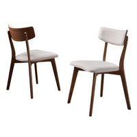 Bety Dining Side Chair Set of 2, Midcentury Design, Light Beige Fabric - BM349987