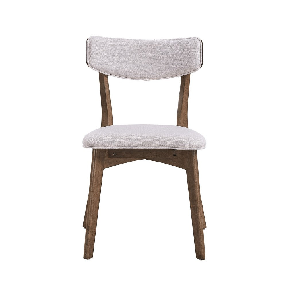 Bety Dining Side Chair Set of 2, Midcentury Design, Light Beige Fabric - BM349987