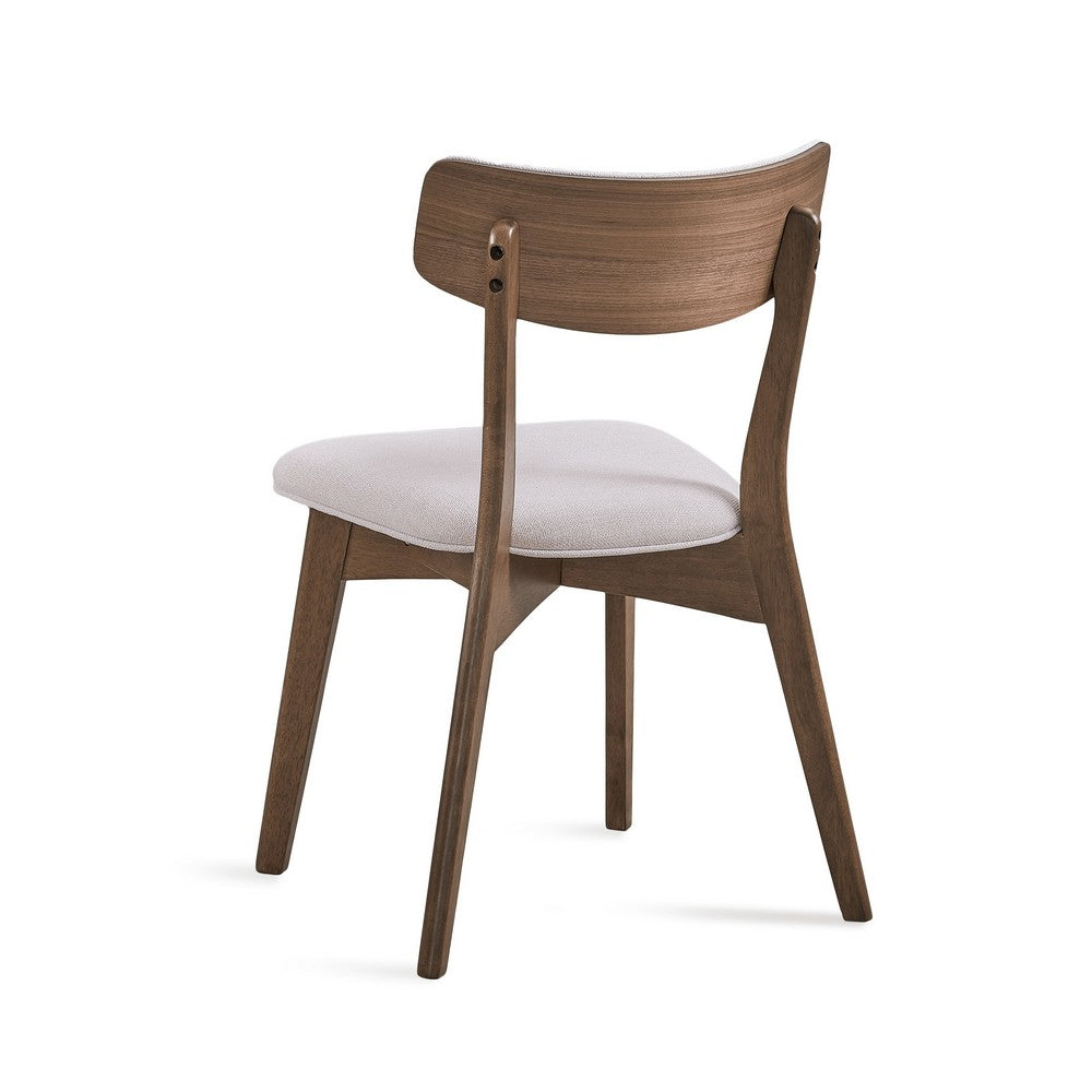 Bety Dining Side Chair Set of 2, Midcentury Design, Light Beige Fabric - BM349987