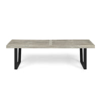 Cior Outdoor Dining Bench, 62 Inch Slatted Gray Acacia Wood, Sled Base - BM349989