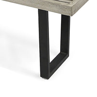 Cior Outdoor Dining Bench, 62 Inch Slatted Gray Acacia Wood, Sled Base - BM349989