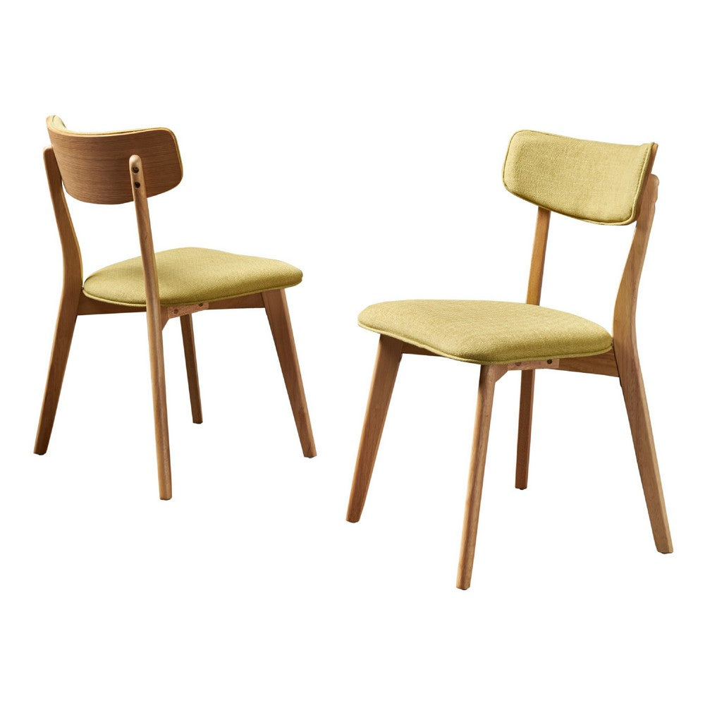 Bety Dining Side Chair Set of 2, Midcentury Design, Lime Green Fabric - BM349991