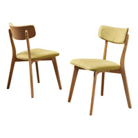 Bety Dining Side Chair Set of 2, Midcentury Design, Lime Green Fabric - BM349991