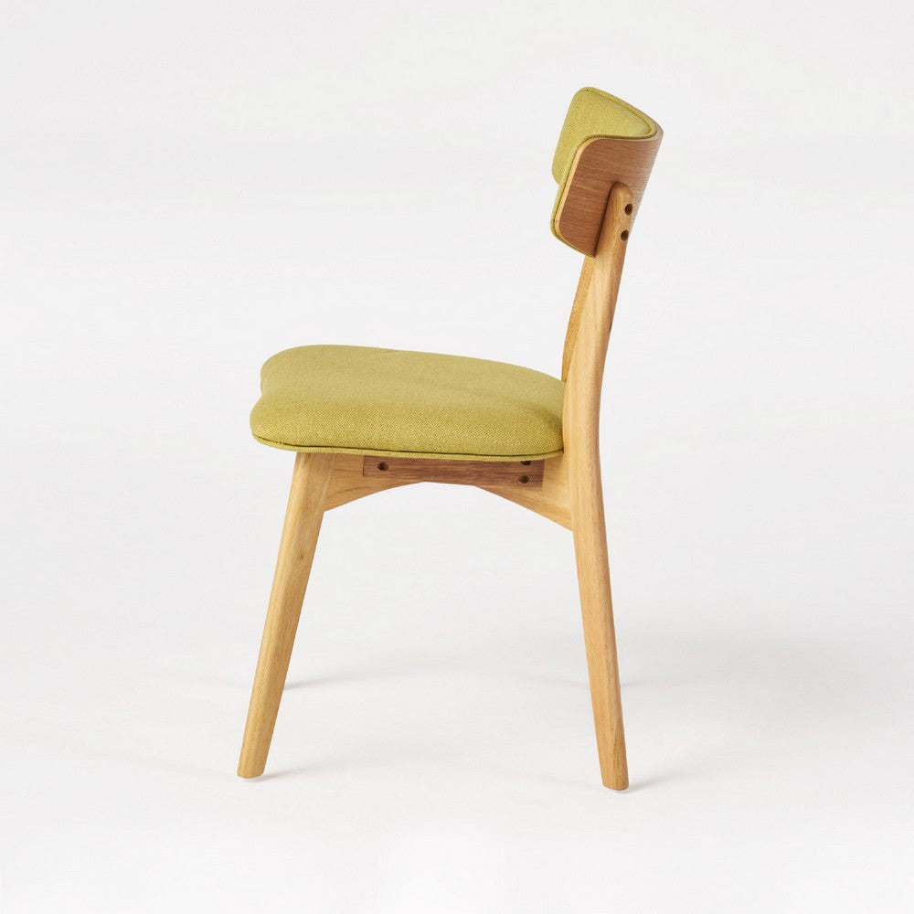 Bety Dining Side Chair Set of 2, Midcentury Design, Lime Green Fabric - BM349991