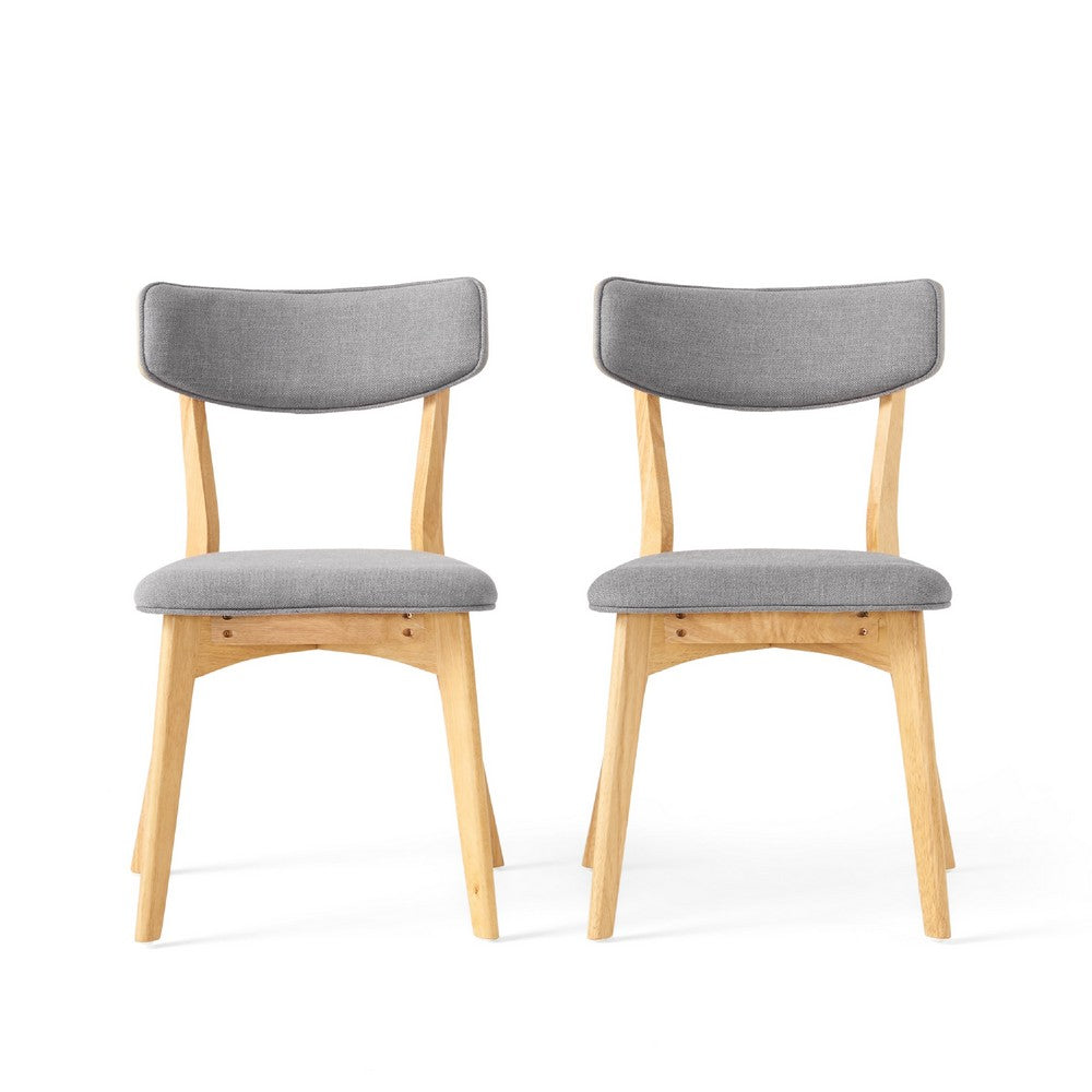 Bety Dining Side Chair Set of 2, Oak Brown Design, Dark Gray Fabric - BM349992