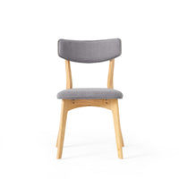 Bety Dining Side Chair Set of 2, Oak Brown Design, Dark Gray Fabric - BM349992