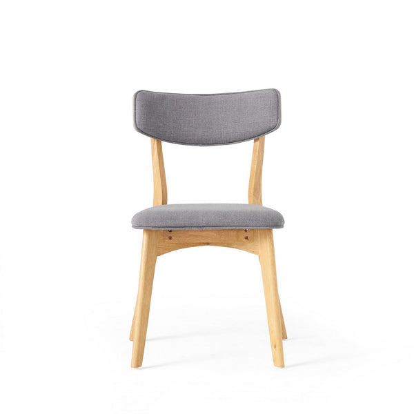 Bety Dining Side Chair Set of 2, Oak Brown Design, Dark Gray Fabric - BM349992