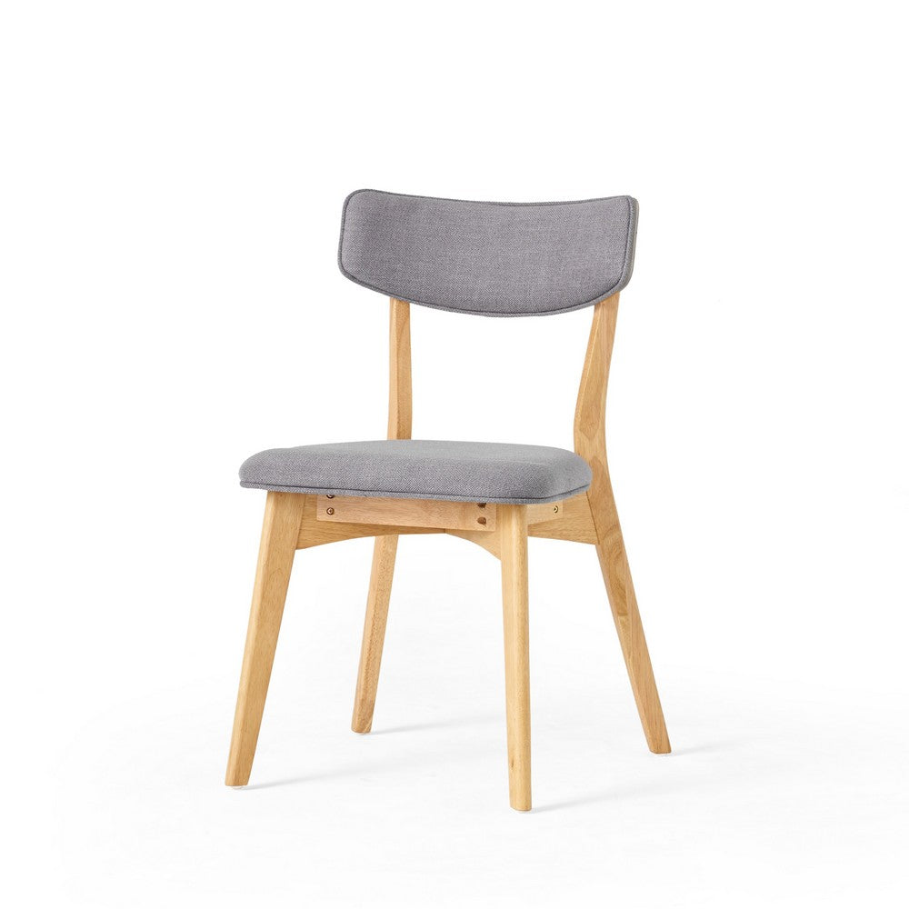 Bety Dining Side Chair Set of 2, Oak Brown Design, Dark Gray Fabric - BM349992