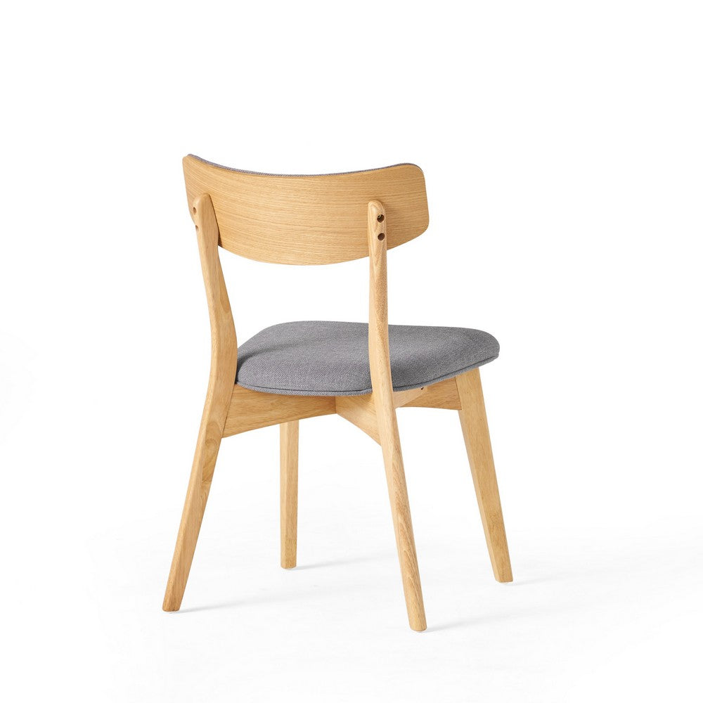Bety Dining Side Chair Set of 2, Oak Brown Design, Dark Gray Fabric - BM349992