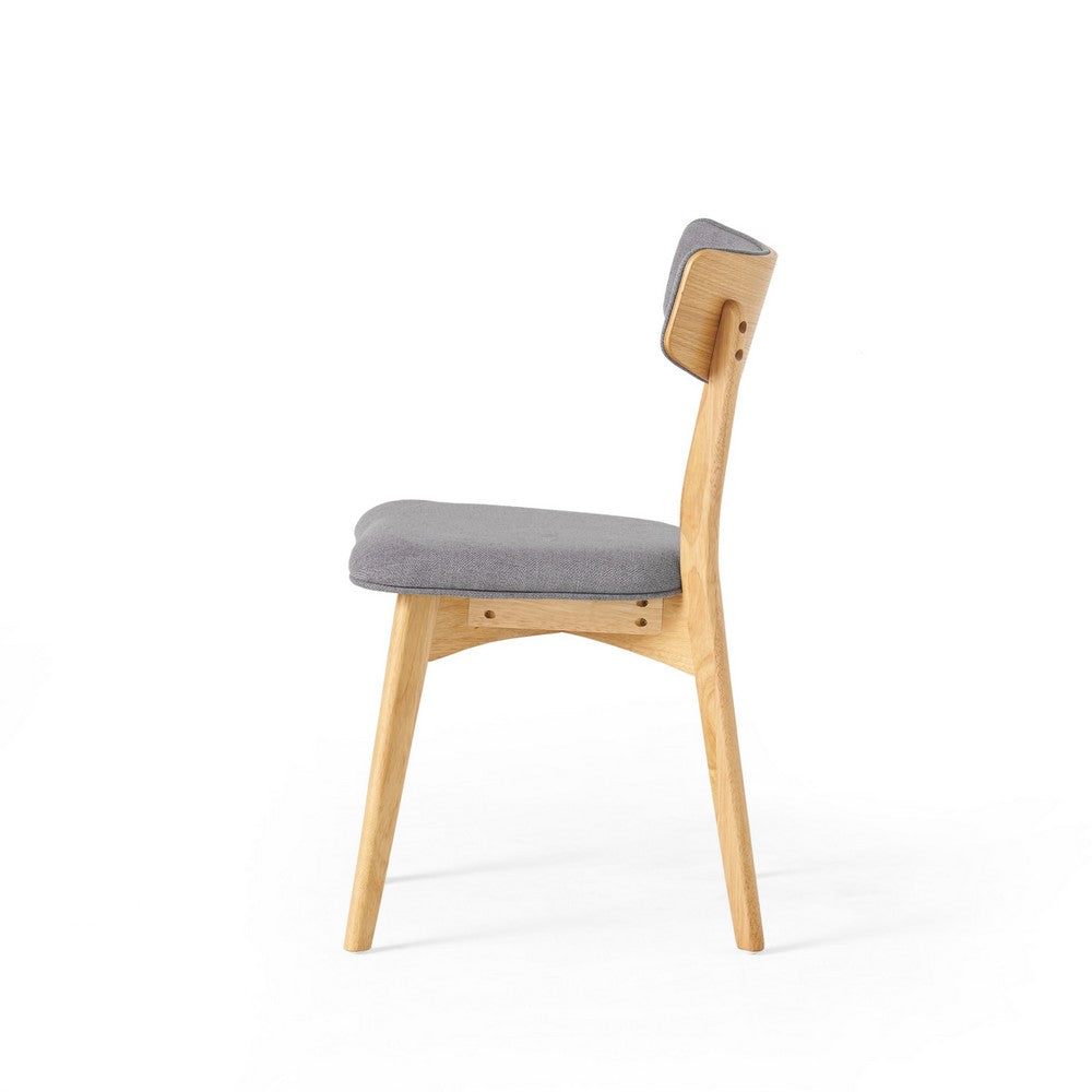 Bety Dining Side Chair Set of 2, Oak Brown Design, Dark Gray Fabric - BM349992