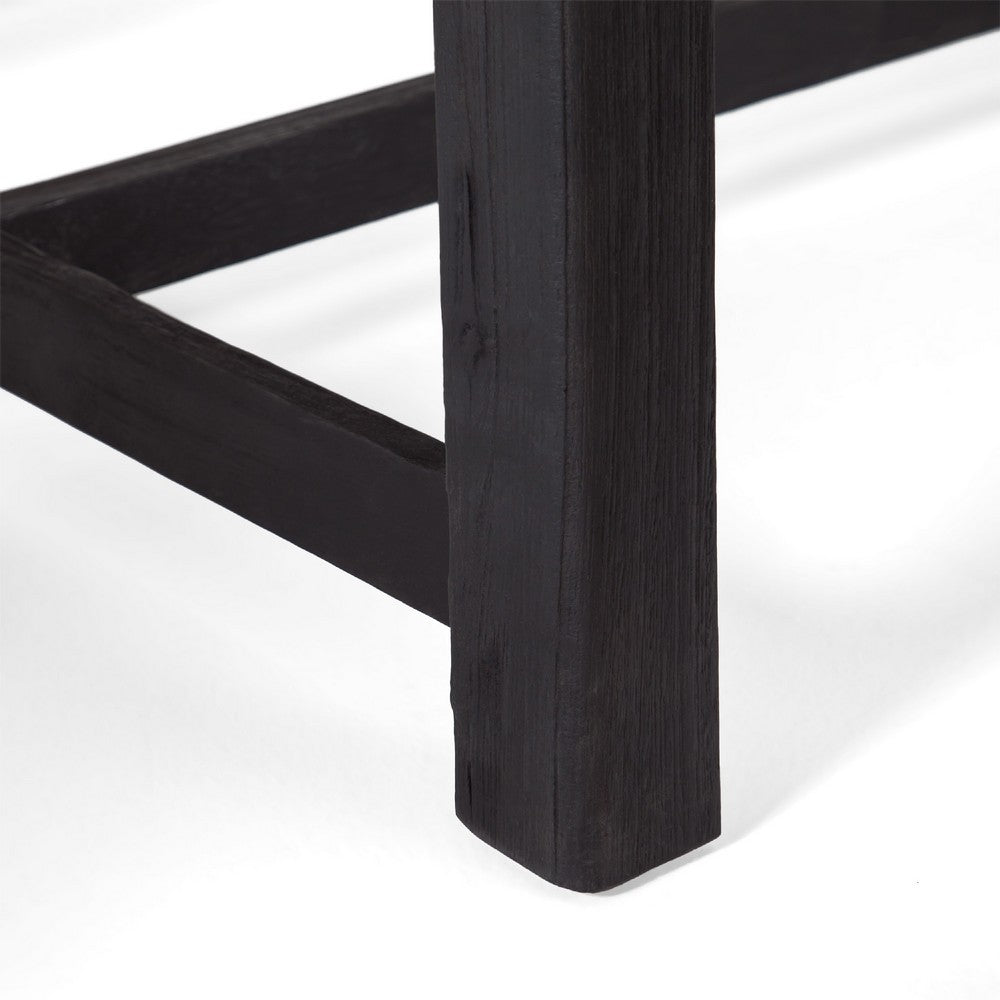 Outdoor Bench, 63 Inch Sandblasted Gray Wood Seat, Black Metal Legs - BM349993