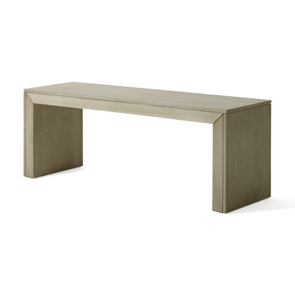 Accent Dining Bench, 48 Inch Taupe Gray Finish, Panel Legs Acacia Wood - BM349994