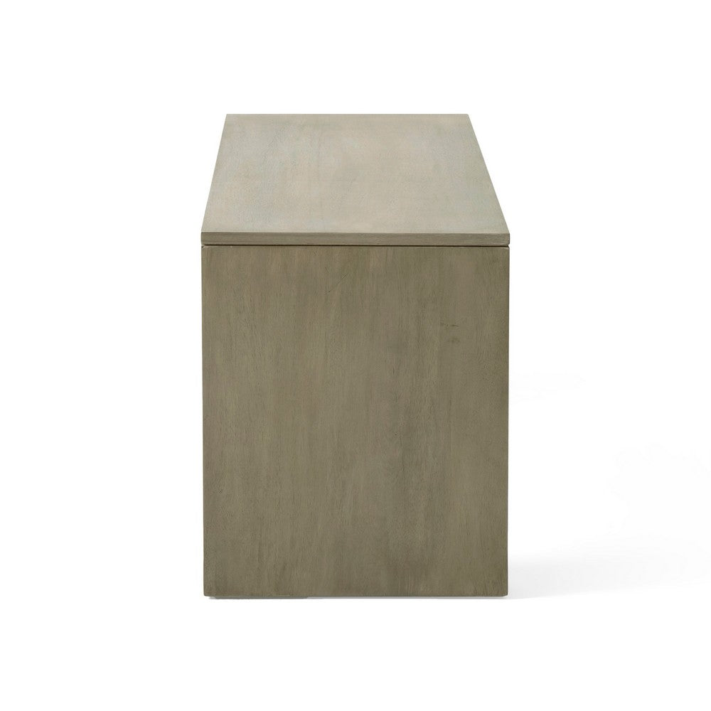 Accent Dining Bench, 48 Inch Taupe Gray Finish, Panel Legs Acacia Wood - BM349994