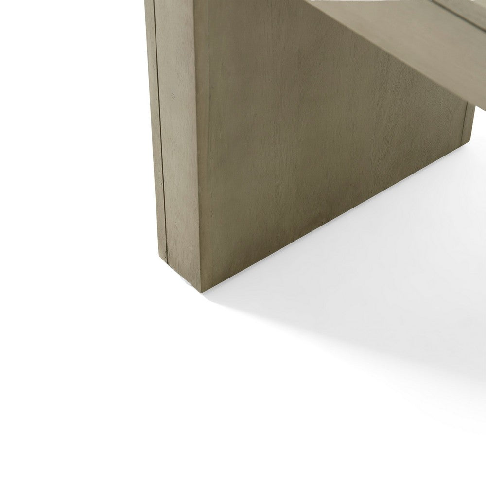 Accent Dining Bench, 48 Inch Taupe Gray Finish, Panel Legs Acacia Wood - BM349994