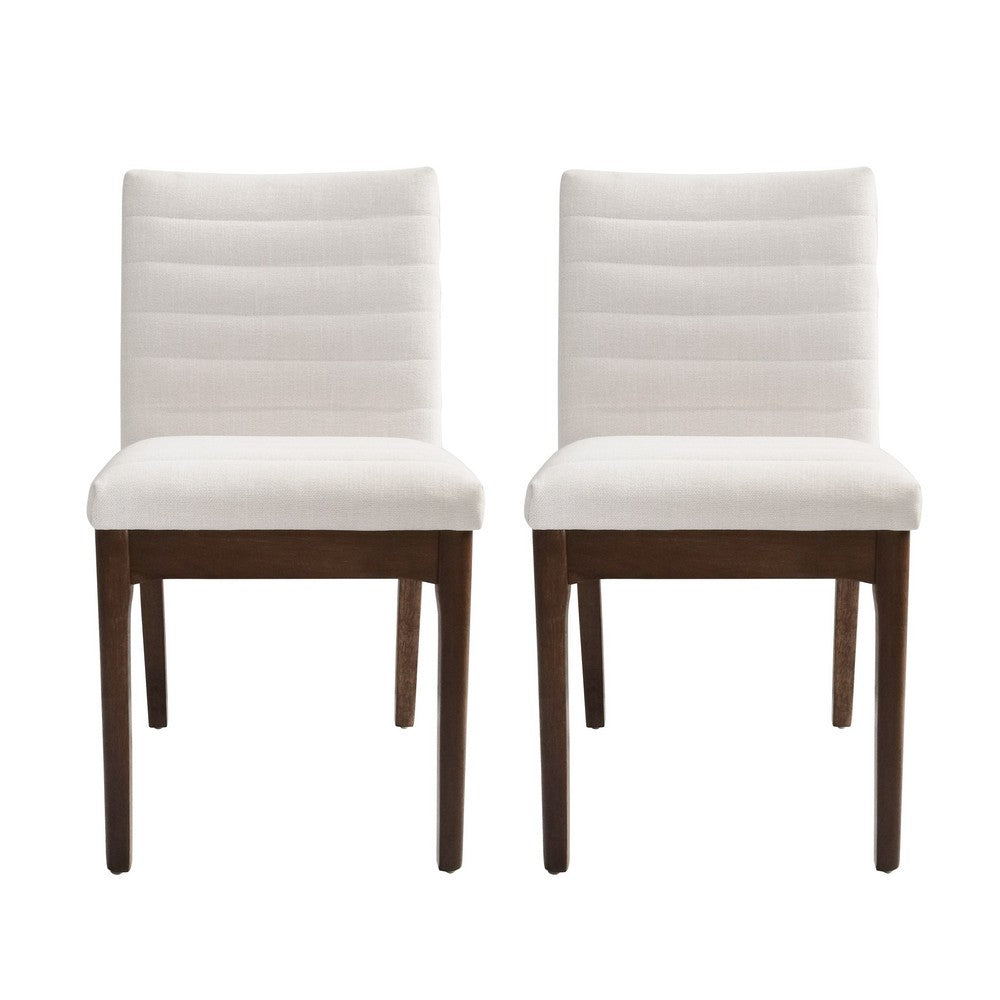 Dining Side Chair Set of 2,, Channel Stitching, Light Beige Fabric - BM349995