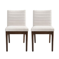 Dining Side Chair Set of 2,, Channel Stitching, Light Beige Fabric - BM349995