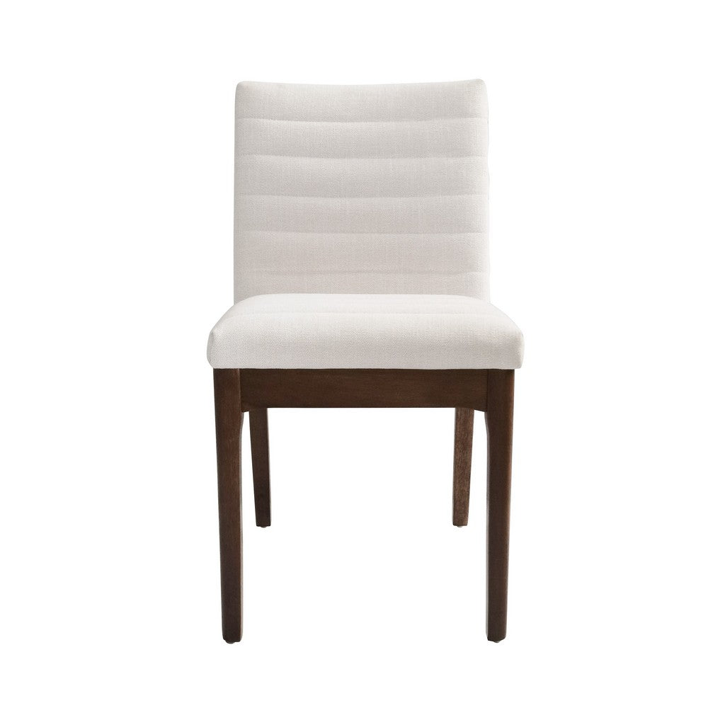 Dining Side Chair Set of 2,, Channel Stitching, Light Beige Fabric - BM349995