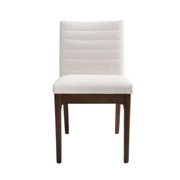 Dining Side Chair Set of 2,, Channel Stitching, Light Beige Fabric - BM349995
