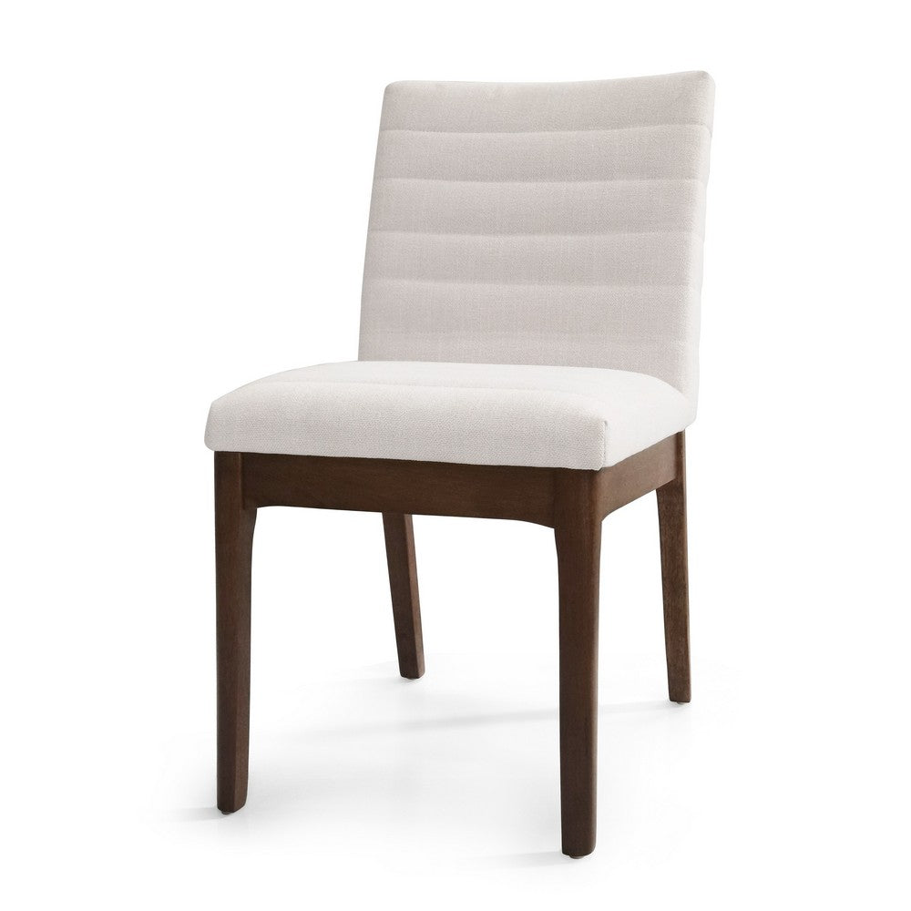 Dining Side Chair Set of 2,, Channel Stitching, Light Beige Fabric - BM349995