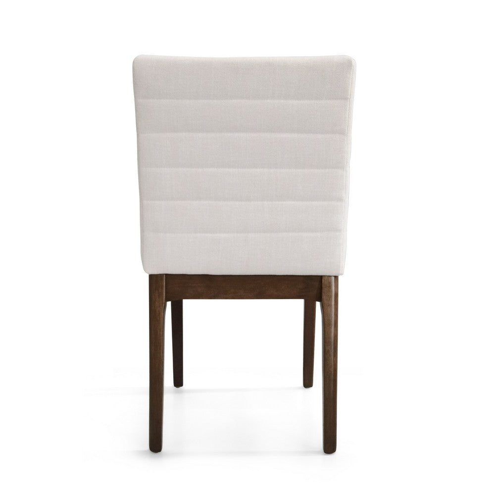 Dining Side Chair Set of 2,, Channel Stitching, Light Beige Fabric - BM349995