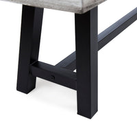 Outdoor Dining Bench, 63 Inch Sandblasted Gray Slatted Seat, Black Legs - BM349997