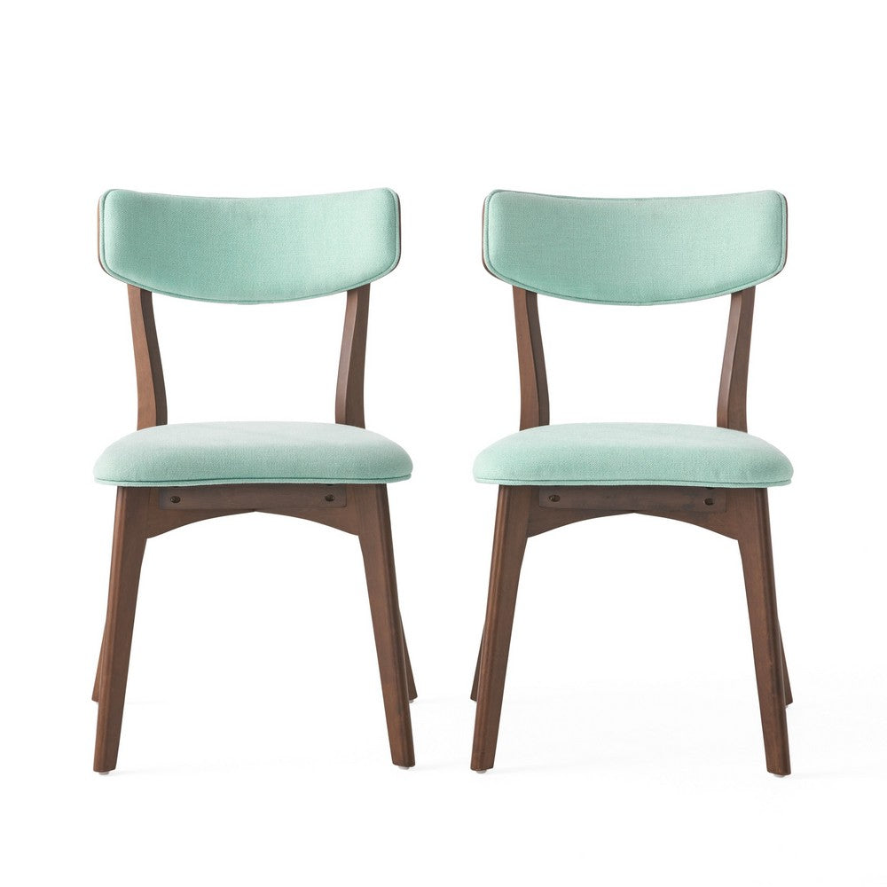 Bety Dining Side Chair Set of 2, Midcentury Design, Mint Green Fabric - BM349998