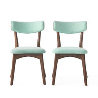 Bety Dining Side Chair Set of 2, Midcentury Design, Mint Green Fabric - BM349998