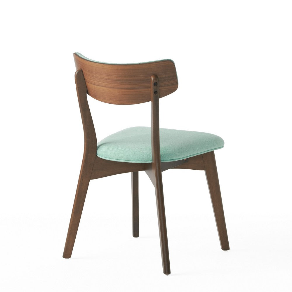 Bety Dining Side Chair Set of 2, Midcentury Design, Mint Green Fabric - BM349998