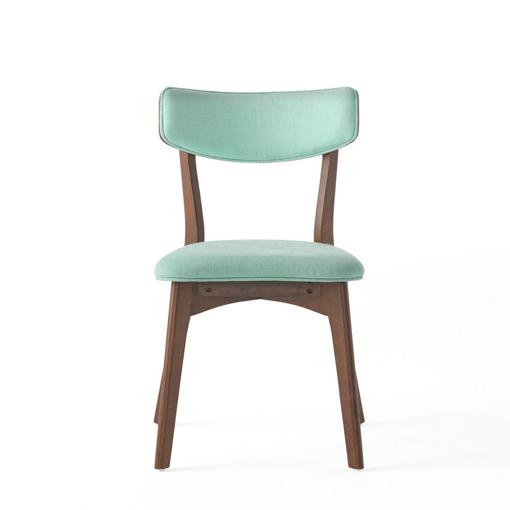 Bety Dining Side Chair Set of 2, Midcentury Design, Mint Green Fabric - BM349998