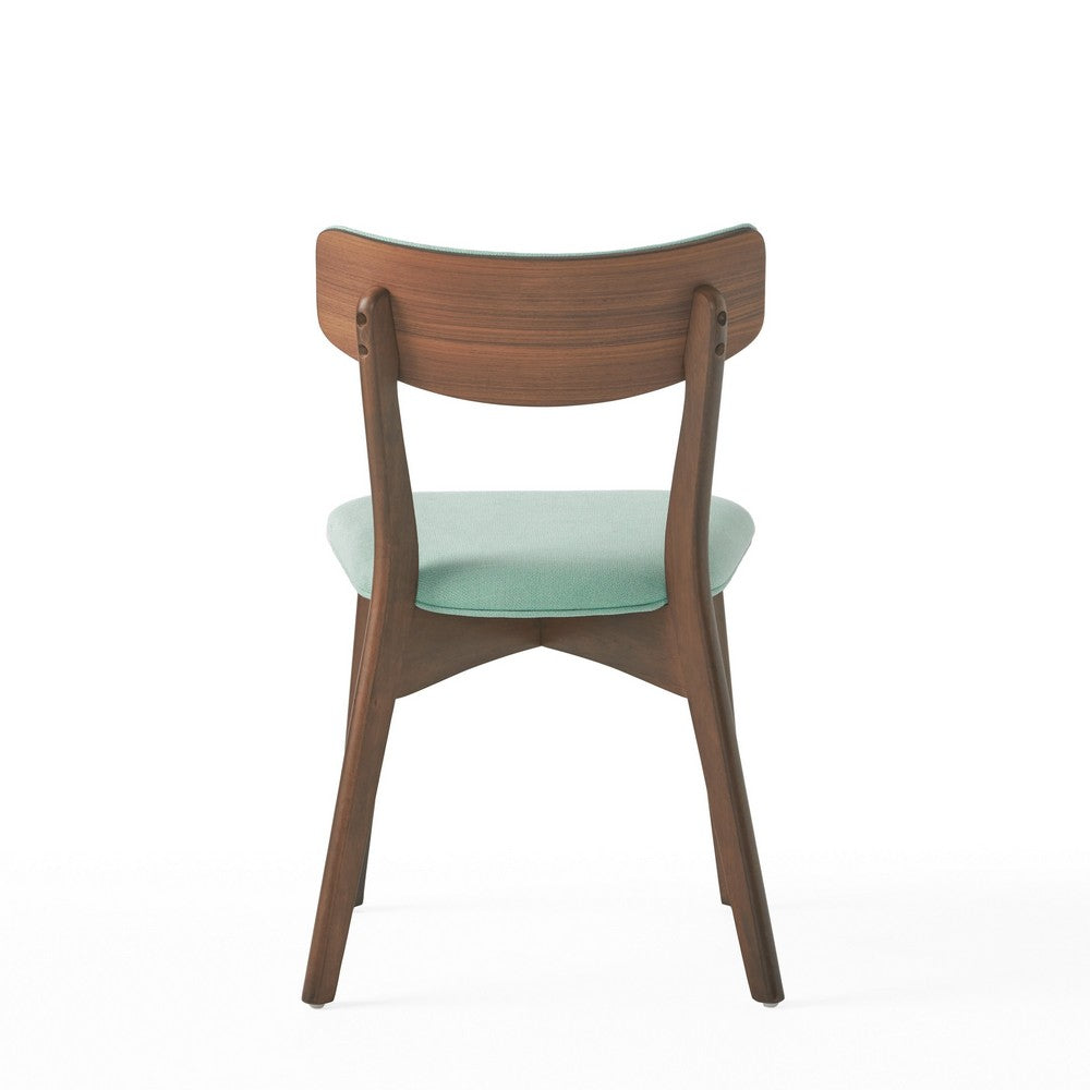 Bety Dining Side Chair Set of 2, Midcentury Design, Mint Green Fabric - BM349998