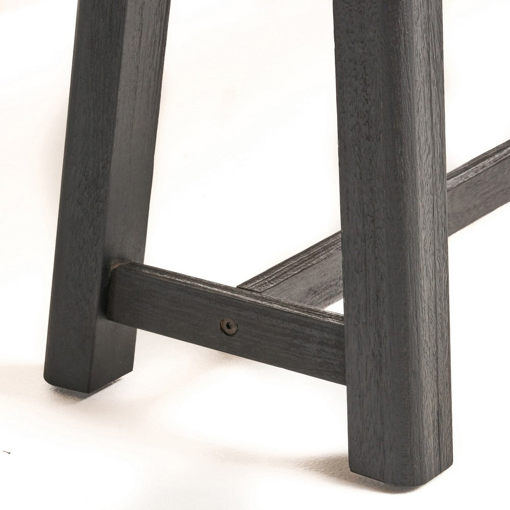 Outdoor Dining Accent Bench, 63 Inch Teak Brown Seat, Black Bold Legs - BM349999