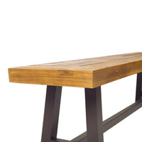 Outdoor Dining Bench, 63 Inch Acacia Wood Seat with Black Metal Legs - BM350000
