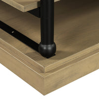 Bard Coffee Table, 55 Inch Brown Veneer, 2 Tier Shelves, Black Metal Legs - BM350001