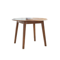 Bergi Dining Table with 2 Drop Leaves, 26-42 Inch Round, Rustic Brown Wood - BM350003