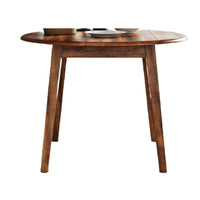 Bergi Dining Table with 2 Drop Leaves, 26-42 Inch Round, Rustic Brown Wood - BM350003