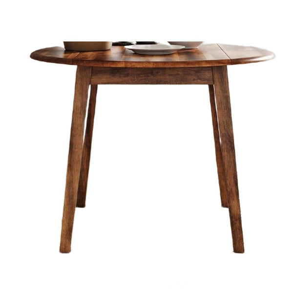 Bergi Dining Table with 2 Drop Leaves, 26-42 Inch Round, Rustic Brown Wood - BM350003