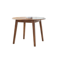 Bergi Dining Table with 2 Drop Leaves, 26-42 Inch Round, Rustic Brown Wood - BM350003