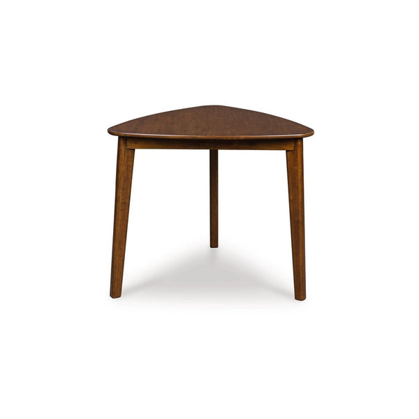 Dela Breakfast Dining Table, 35 Inch Triangular Top, 3 Legs, Medium Brown - BM350009