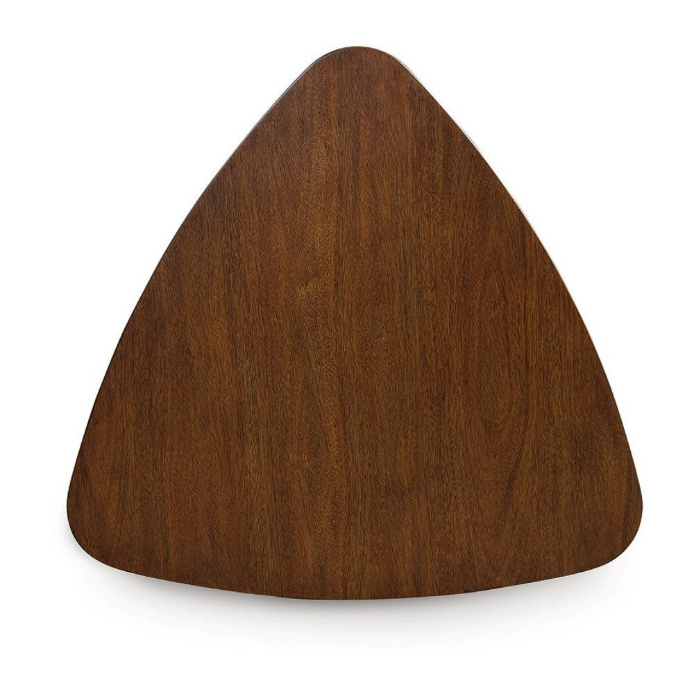 Dela Breakfast Dining Table, 35 Inch Triangular Top, 3 Legs, Medium Brown - BM350009