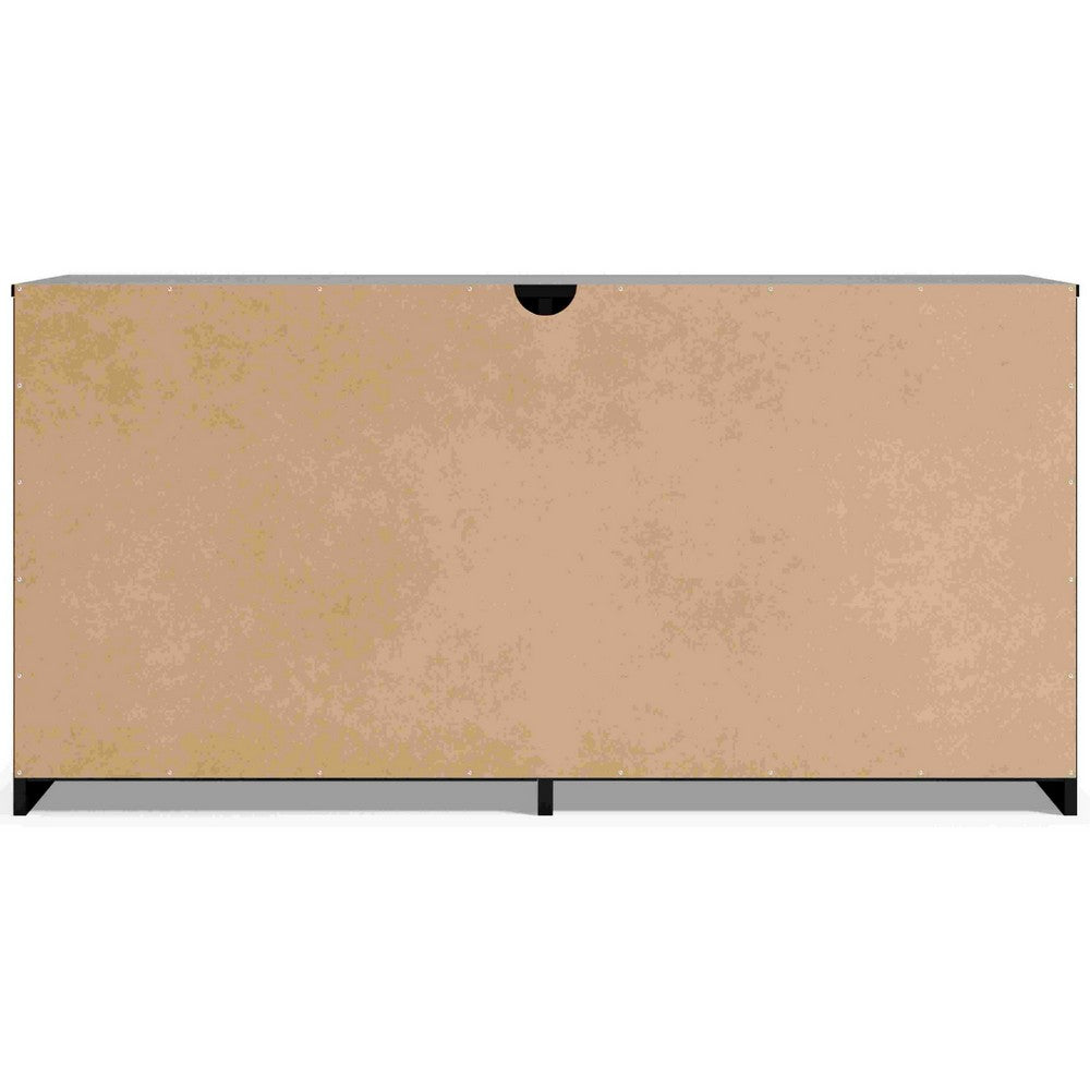 Finny Wide Dresser, 6 Drawers Nickel Handles, Plinth Base, Matte Black - BM350011