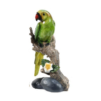Tropical Bird Macaw Parrot on Branch Figurines, Green Red Blue , 3pc Set - BM350026