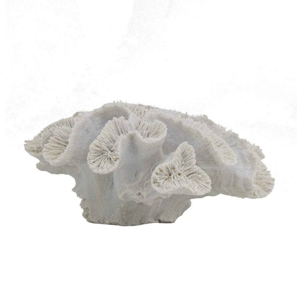 Decorative Coral Sculpture Tabletop Decor, 9 Inch White Polyresin - BM350027