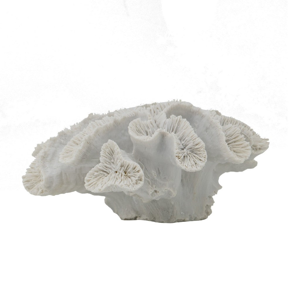 Decorative Coral Sculpture Tabletop Decor, 9 Inch White Polyresin - BM350027