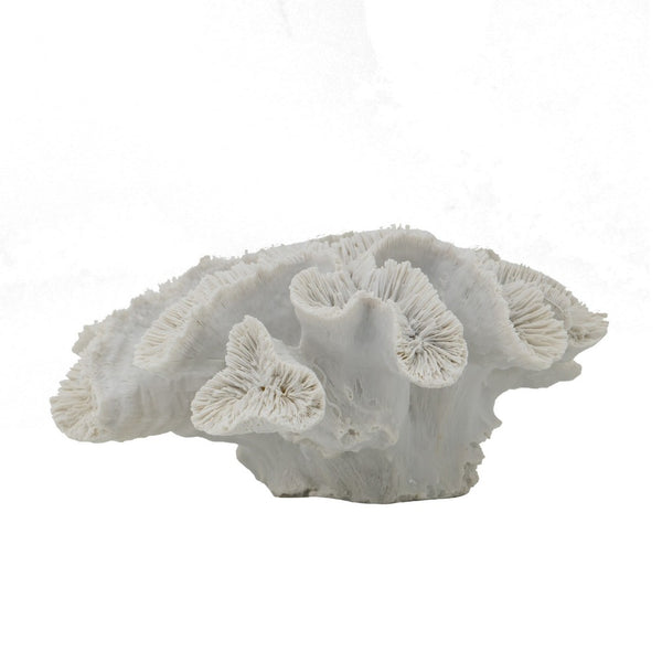 Decorative Coral Sculpture Tabletop Decor, 9 Inch White Polyresin - BM350027