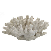 Coastal Decorative Faux Coral Sculpture, Realistic, 8 Inch White Polyresin - BM350028