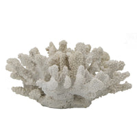Coastal Decorative Faux Coral Sculpture, Realistic, 8 Inch White Polyresin - BM350028