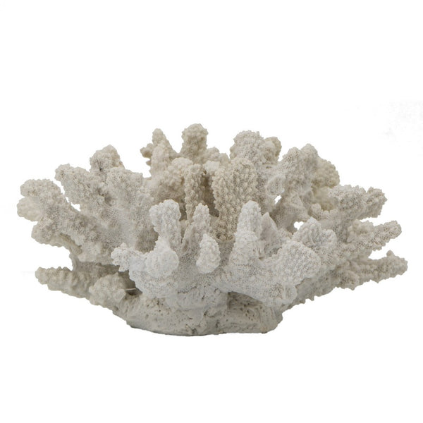 Coastal Decorative Faux Coral Sculpture, Realistic, 8 Inch White Polyresin - BM350028
