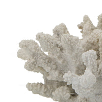 Coastal Decorative Faux Coral Sculpture, Realistic, 8 Inch White Polyresin - BM350028