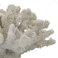 Coastal Decorative Faux Coral Sculpture, Realistic, 8 Inch White Polyresin - BM350028