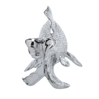 Decorative Fish Figurine, 10 Inch Silver Resin Tabletop Accessory - BM350029